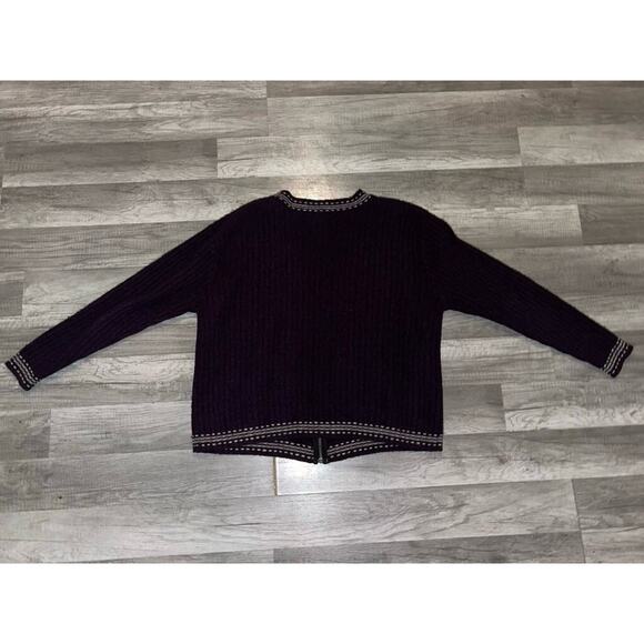 Vintage Field Gear Womens Shetland 100% Wool Zip Up Cardigan Sweater Sz L Purple - Picture 7 of 7